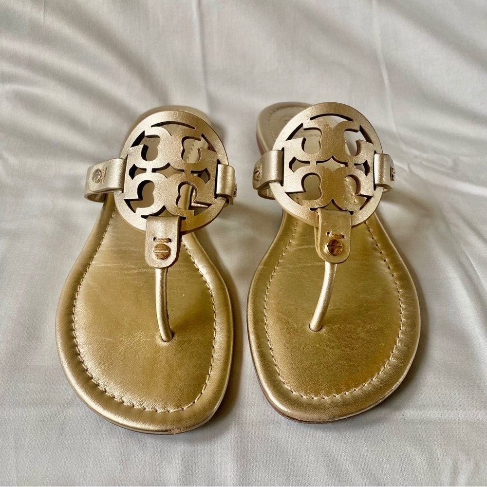 Gold Tory Burch Miller sandal in size 71/2